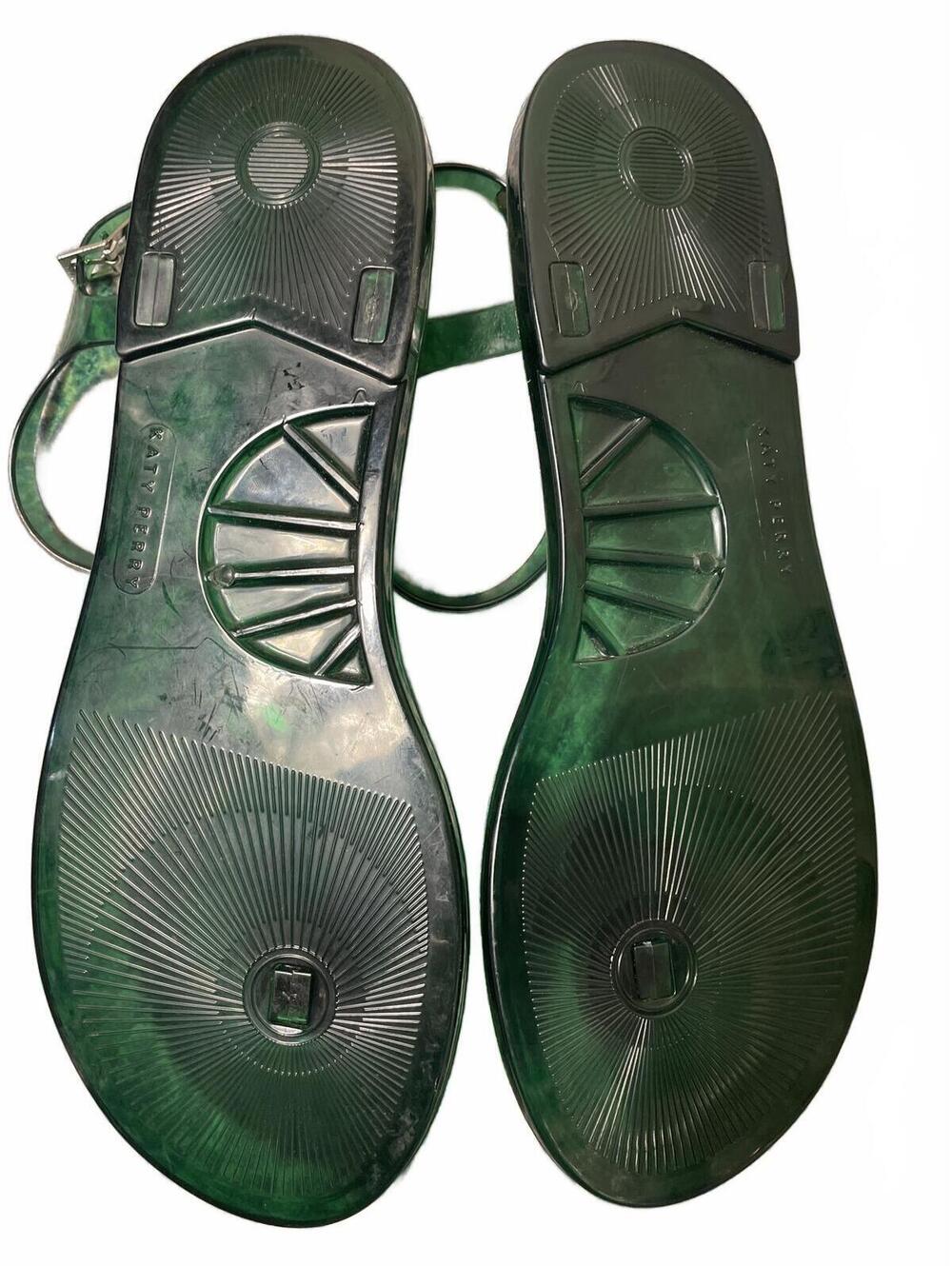 Katy Perry Green Cactus Jelly Sandals Womens Size 8 Boho Summer Vacation EUC - Picture 5 of 6